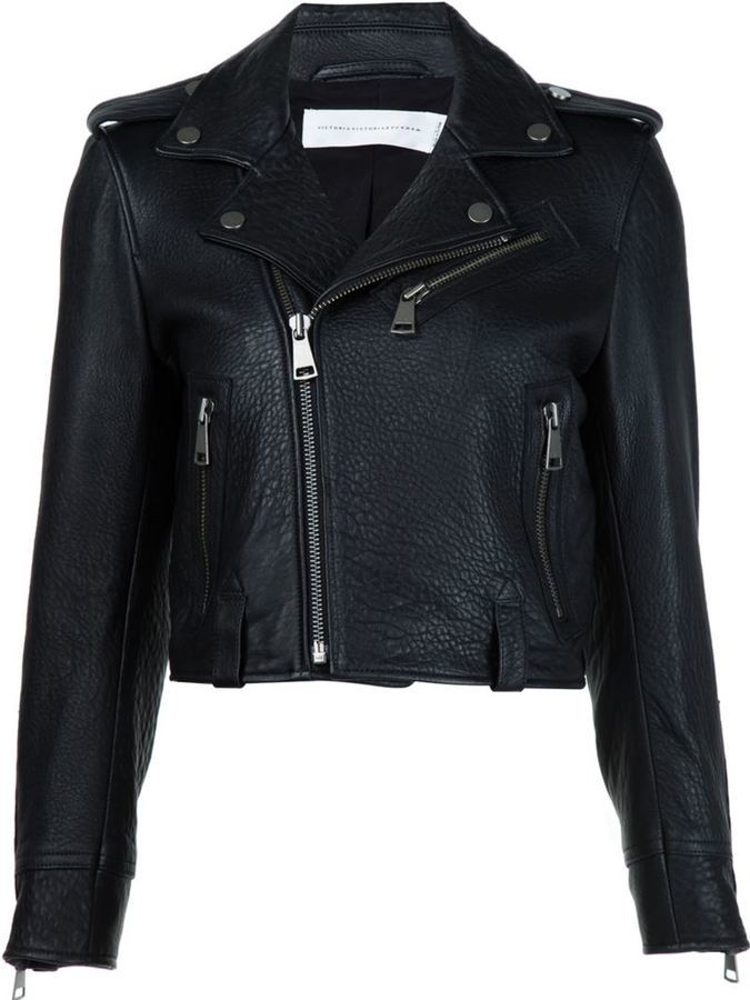 Victoria Victoria Beckham Cropped Biker Jacket, $1,160 | farfetch.com ...