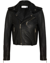 Victoria Victoria Beckham Textured Leather Biker Jacket Black