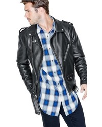 GUESS Warren Faux Leather Moto Jacket