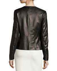 Elie Tahari Wilma Leather Moto Jacket Black