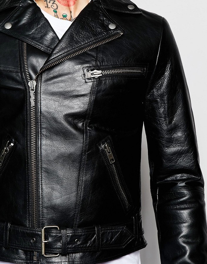 Nudie Jeans Ziggy Leather Biker Jacket, $745 | Asos | Lookastic