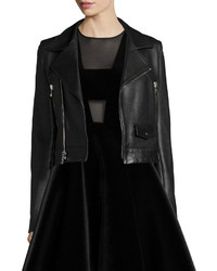DKNY Zip Front Leather Moto Jacket Black