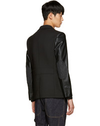 Junya Watanabe Black Faux Leather Sleeve Blazer