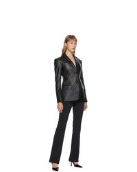 Alexander Wang Black Leather Fitted Pointed Collar Blazer