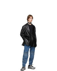 Vetements Black Leather Suit Jacket