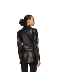 Yang Li Black Patent Faux Leather Cut Out Blazer
