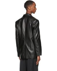 Deveaux New York Black Vegan Leather Quinn Blazer
