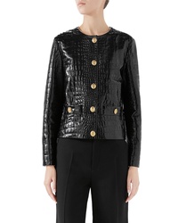 Gucci Croc Embossed Leather Jacket