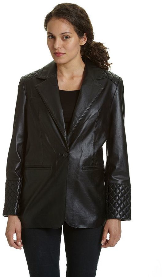 Excelled Quilted Leather Blazer, $199 | Kohl's | Lookastic.com