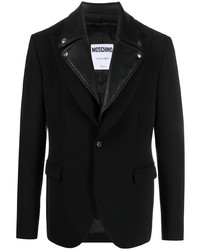 Moschino Faux Leather Notched Lapels Blazer
