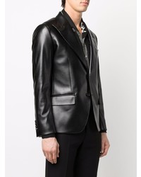 Reveres 1949 Faux Leather Single Breasted Blazer