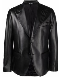 Reveres 1949 Faux Leather Single Breasted Blazer