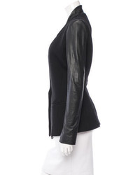 Helmut Lang Leather Accented Wool Blazer