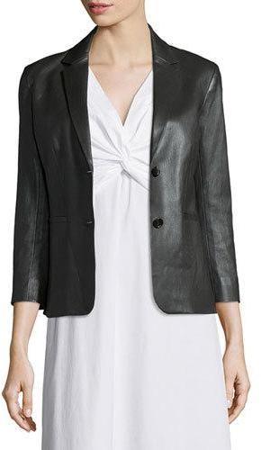 The Row Noblan Leather Blazer Black 2 990 Neiman Marcus