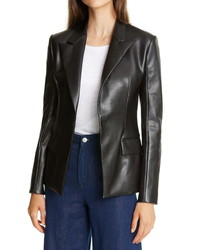 Theory Peaked Lapel Faux Leather Blazer