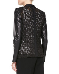 Lafayette 148 New York Stelly Leather Jacket With Lace Back