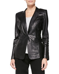 Lafayette 148 New York Stelly Leather Jacket With Lace Back