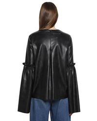 MM6 MAISON MARGIELA Faux Leather Bell Sleeve Top