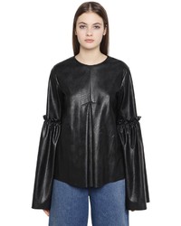 MM6 MAISON MARGIELA Faux Leather Bell Sleeve Top