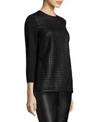 Escada Linda Leather Front Jersey Top