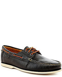 Black Leather Boat Shoes
