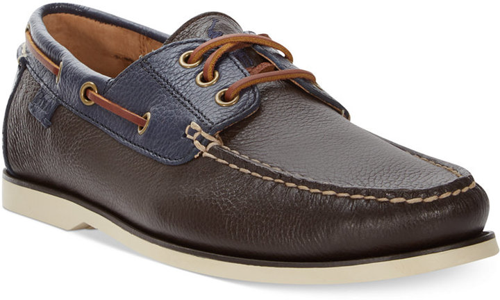 Polo Ralph Lauren Bienne Tumbled Leather Boat Shoes Shoes, $99 | Macy's |  Lookastic