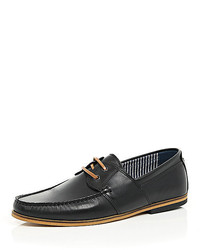 River Island Black Leather Lace Up Boat Shoes