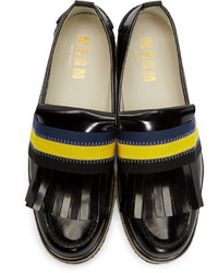 MSGM Black Leather Rope Boat Shoes