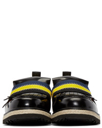 MSGM Black Leather Rope Boat Shoes