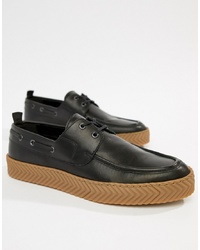 ASOS DESIGN Boat Shoes In Black With Gum Sole