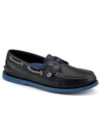 Sperry Topsider Shoes Authentic Original Color Pop Gore Boat Shoe Black Blue Leather