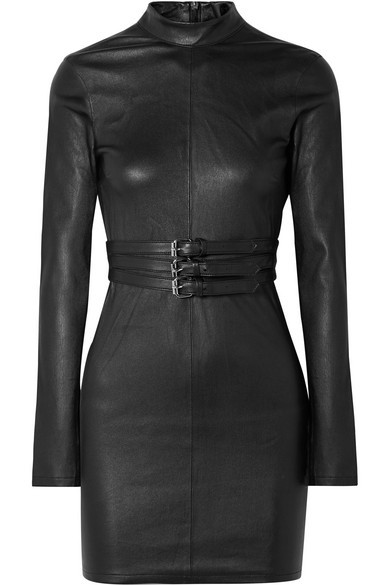 Turtleneck Leather Dress