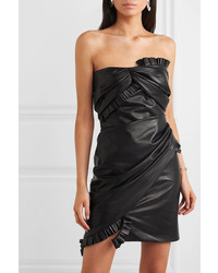 Versace Less Ruffled Leather Mini Dress