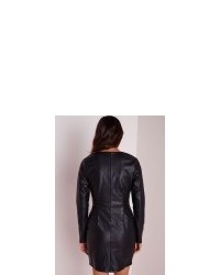 Missguided Croc Faux Leather Bodycon Dress Black