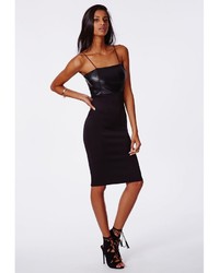 Missguided Daisy Leather Top Strappy Bodycon Dress Black