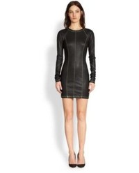 Alexander Wang T By Topstitched Leather Body Con Dress