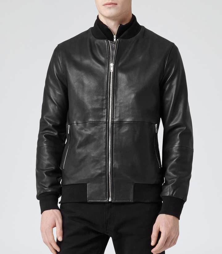 Reiss 1971 Virgil Leather Bomber Jacket, $745 | Reiss | Lookastic