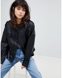 Vero Moda 80s Leather Look Waisted Jacket