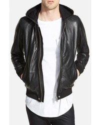 Diesel Akura Hooded Black Leather Jacket