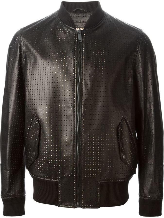 Alexander McQueen Perforated Bomber Jacket, $4,995 | farfetch.com ...