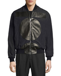 McQ Alexander Ueen Ma01 Leather Patch Bomber Jacket