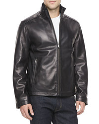 Andrew Marc Leather Blouson Jacket Black
