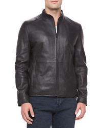 Andrew Marc Motorcycle Leather Jacket Black