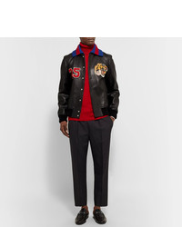 Gucci Appliqud Leather Bomber Jacket