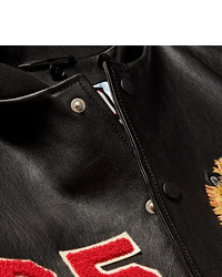 Gucci Appliqud Leather Bomber Jacket