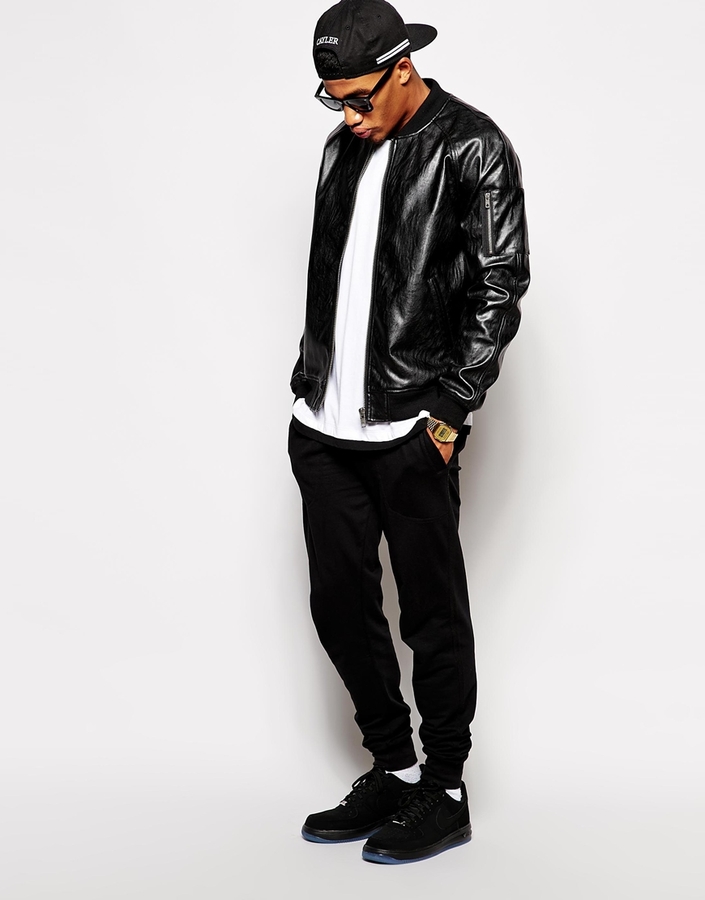 Asos Faux Leather Bomber Jacket 110 Asos Lookastic 