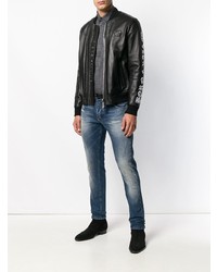 Philipp Plein Back Print Leather Jacket
