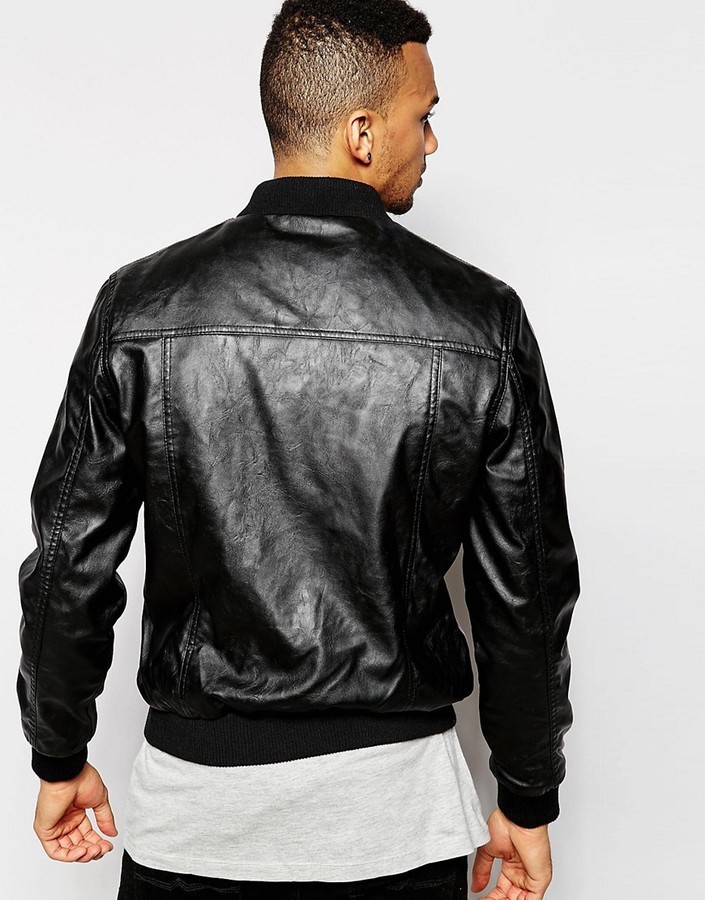 Barneys Faux Leather Bomber Jacket, $127 | Asos | Lookastic