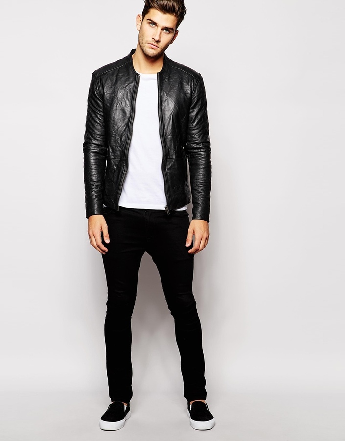 Barneys Leather Jacket, $313 | Asos | Lookastic