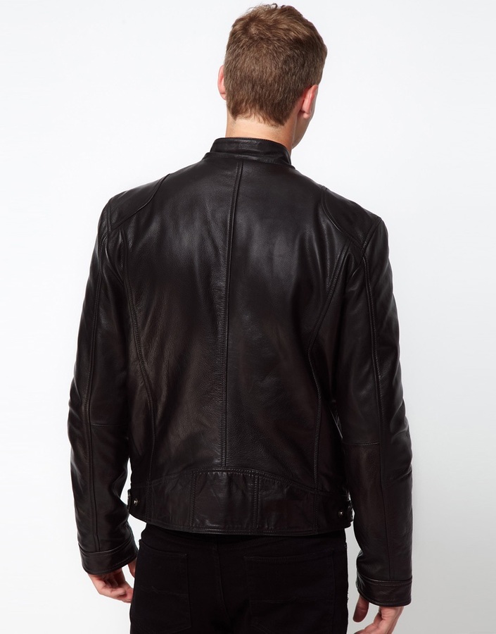 Barneys Leather Jacket Biker, $427 | Asos | Lookastic.com